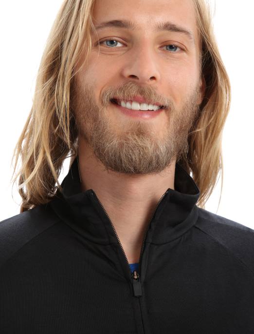 Icebreaker Mænd zoneknit merino langærmet lynlås top B00X229 tøj sort