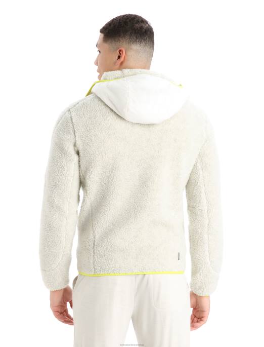 Icebreaker Mænd realfleece merino høj luv langærmet hætte med lynlås B00X415 tøj ecru lyng/sne