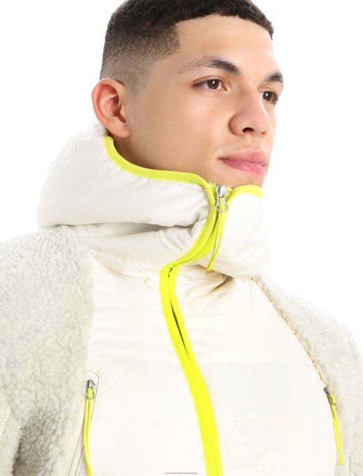 Icebreaker Mænd realfleece merino høj luv langærmet hætte med lynlås B00X415 tøj ecru lyng/sne