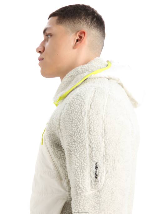Icebreaker Mænd realfleece merino høj luv langærmet hætte med lynlås B00X415 tøj ecru lyng/sne