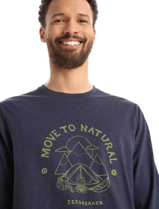 Icebreaker Mænd merino central classic langærmet t-shirt canopy camper B00X375 tøj midnatsflåde