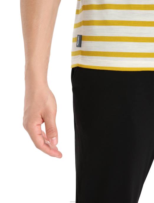 Icebreaker Mænd merino drayden kortærmet t-shirt stribe B00X396 tøj ecru lyng/stumguld