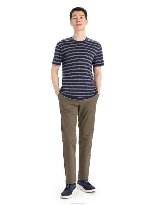 Icebreaker Mænd merino drayden kortærmet t-shirt stribe B00X397 tøj midnatsmarine/grisstenslyng