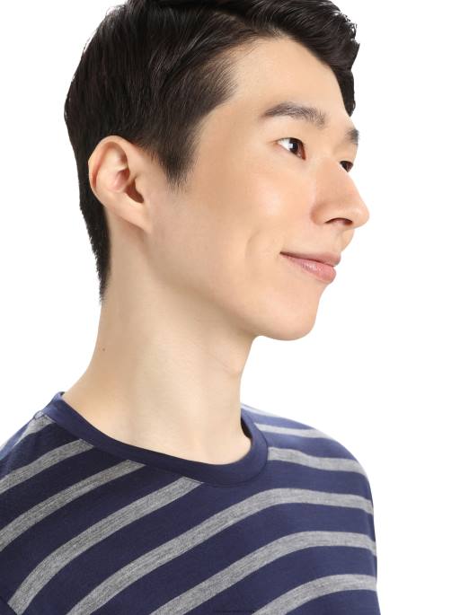 Icebreaker Mænd merino drayden kortærmet t-shirt stribe B00X397 tøj midnatsmarine/grisstenslyng