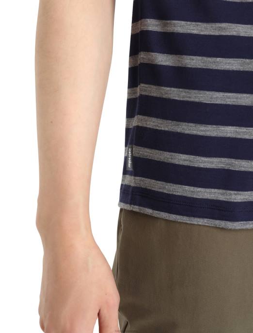 Icebreaker Mænd merino drayden kortærmet t-shirt stribe B00X397 tøj midnatsmarine/grisstenslyng