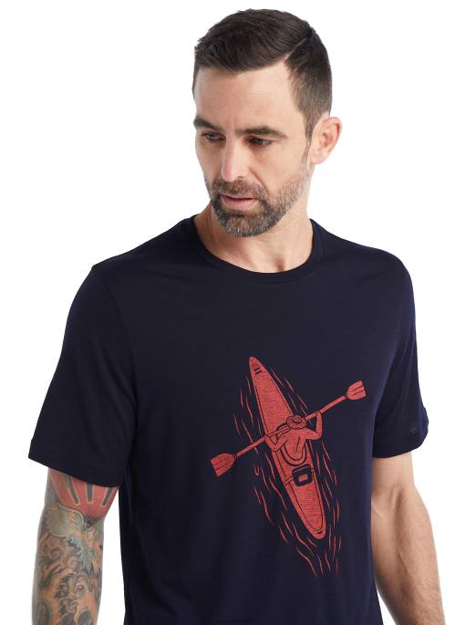 Icebreaker Mænd merino tech lite ii kortærmede t-shirt padle linjer B00X476 tøj midnatsflåde