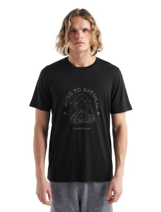 Icebreaker Mænd merino tech lite ii kortærmet t-shirt canopy camper B00X487 tøj sort