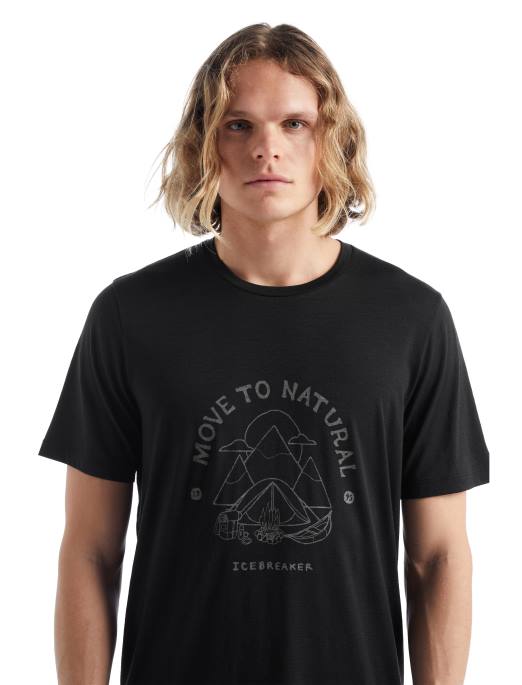 Icebreaker Mænd merino tech lite ii kortærmet t-shirt canopy camper B00X487 tøj sort