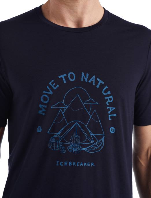 Icebreaker Mænd merino tech lite ii kortærmet t-shirt canopy camper B00X489 tøj midnatsflåde