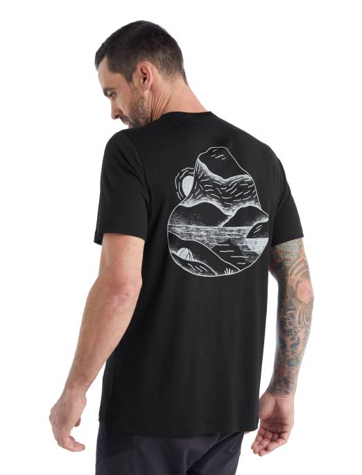 Icebreaker Mænd merino tech lite ii kortærmet t-shirt sunrise ridge B00X482 tøj sort