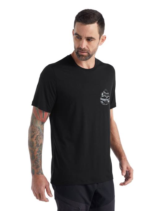 Icebreaker Mænd merino tech lite ii kortærmet t-shirt sunrise ridge B00X482 tøj sort