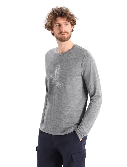 Icebreaker Mænd merino tech lite ii langærmet t-shirt til skiløb yeti B00X342 tøj grusstenslyng