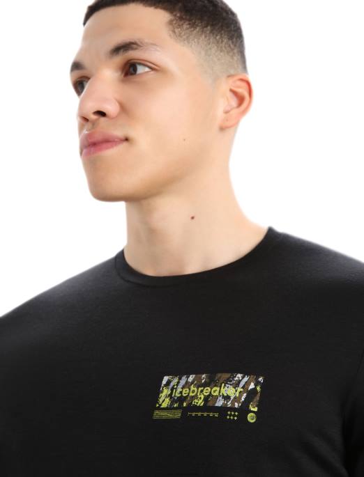 Icebreaker Mænd merino tech lite ii langærmet t-shirt topmønster B00X378 tøj sort