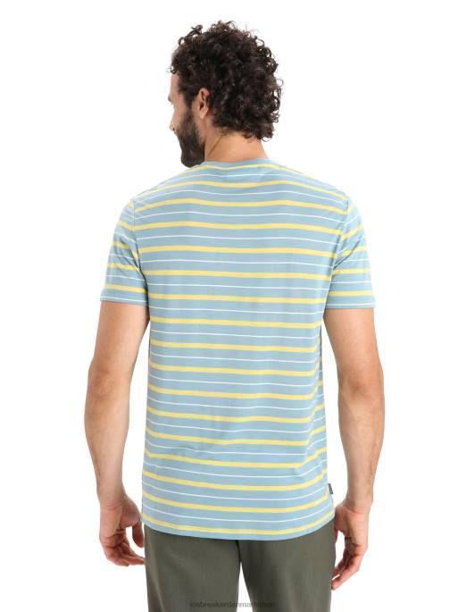 Icebreaker Mænd merino wave kortærmet stribet t-shirt B00X19 tøj astralblå/sommer