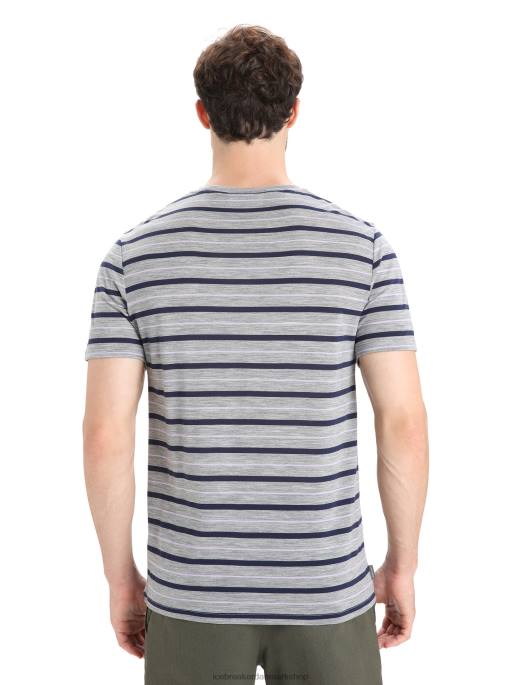 Icebreaker Mænd merino wave kortærmet stribet t-shirt B00X20 tøj metrolyng/midnatsflåde