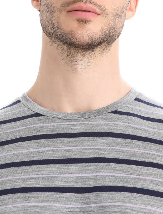 Icebreaker Mænd merino wave kortærmet stribet t-shirt B00X20 tøj metrolyng/midnatsflåde