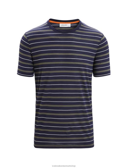 Icebreaker Mænd merino wave kortærmet stribet t-shirt B00X21 tøj midnatsflåde/loden