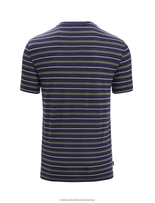 Icebreaker Mænd merino wave kortærmet stribet t-shirt B00X21 tøj midnatsflåde/loden