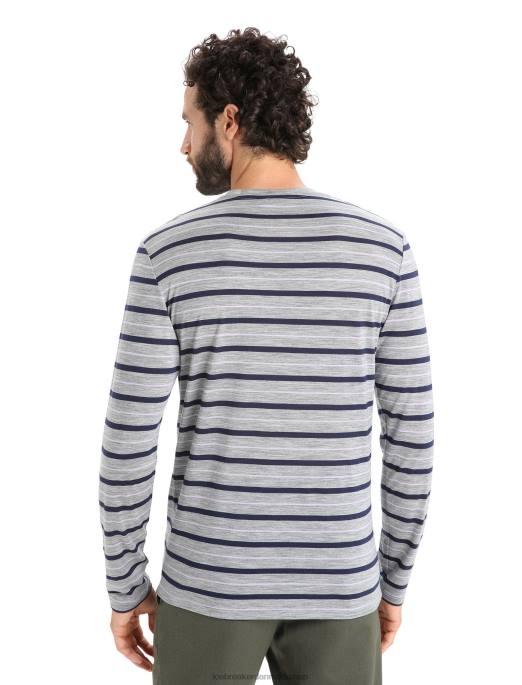 Icebreaker Mænd merino wave langærmet stribet t-shirt B00X196 tøj metrolyng/midnatsflåde