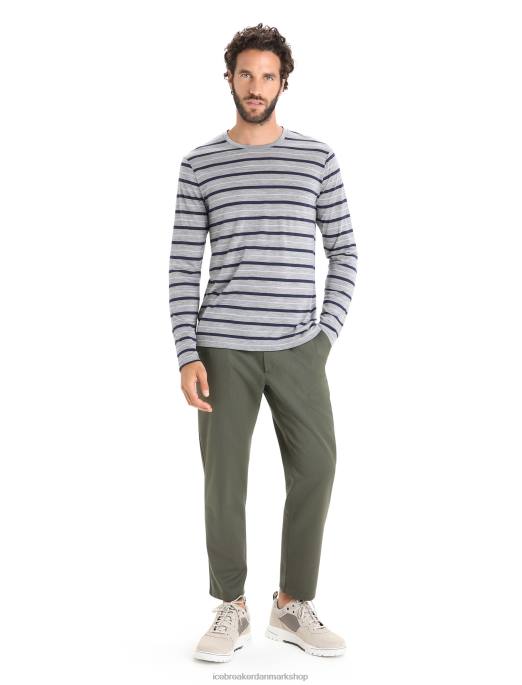 Icebreaker Mænd merino wave langærmet stribet t-shirt B00X196 tøj metrolyng/midnatsflåde