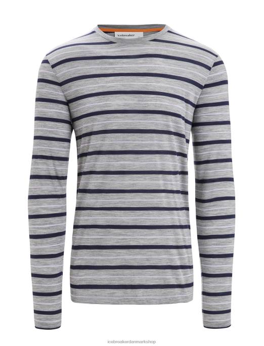 Icebreaker Mænd merino wave langærmet stribet t-shirt B00X196 tøj metrolyng/midnatsflåde