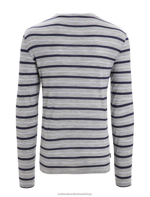Icebreaker Mænd merino wave langærmet stribet t-shirt B00X196 tøj metrolyng/midnatsflåde