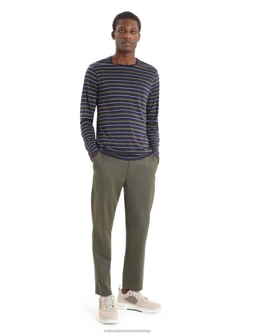 Icebreaker Mænd merino wave langærmet stribet t-shirt B00X197 tøj midnatsflåde/loden