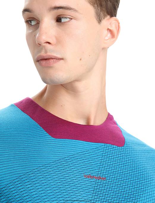Icebreaker Mænd zoneknit merino kortærmet t-shirt geodætisk B00X63 tøj geo blue/go berry