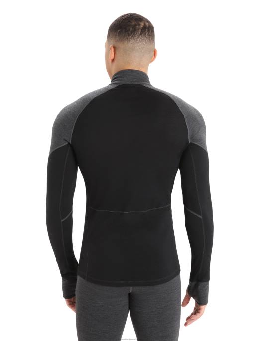 Icebreaker Mænd bodyfitzone merino 260 zone langærmet termisk top med halv lynlås B00X387 tøj jetlyng/sort