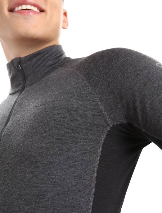 Icebreaker Mænd bodyfitzone merino 260 zone langærmet termisk top med halv lynlås B00X387 tøj jetlyng/sort
