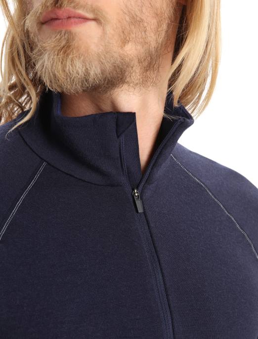 Icebreaker Mænd bodyfitzone merino 260 zone langærmet termisk top med halv lynlås B00X388 tøj midnatsflåde/kongelig flåde
