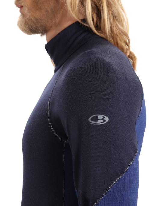 Icebreaker Mænd bodyfitzone merino 260 zone langærmet termisk top med halv lynlås B00X388 tøj midnatsflåde/kongelig flåde