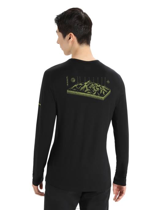 Icebreaker Mænd merino 200 oasis langærmet crewe termisk top alps 3d B00X426 tøj sort