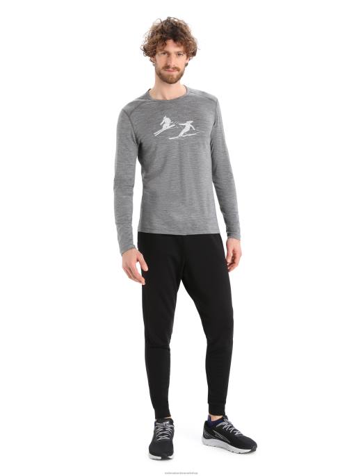 Icebreaker Mænd merino 200 oasis langærmet crewe termo top sidste løb B00X434 tøj grusstenslyng