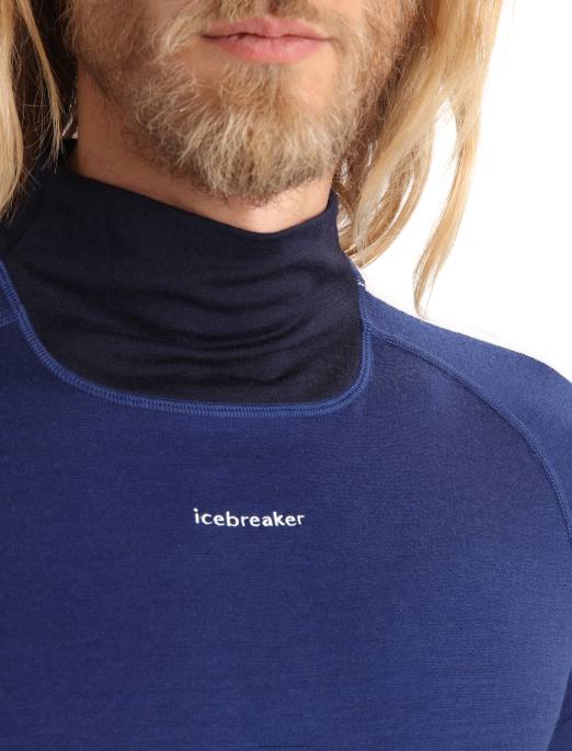 Icebreaker Mænd merino 200 sonebula langærmet termisk top med høj hals B00X185 tøj midnatsflåde/kongelig flåde